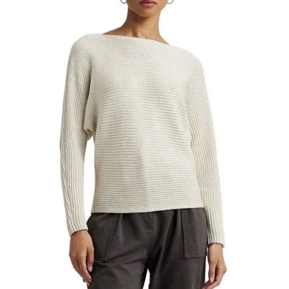 RALPH LAUREN Black Label Sweater Women's 3X Metallic Long Sleeve Boat Neck